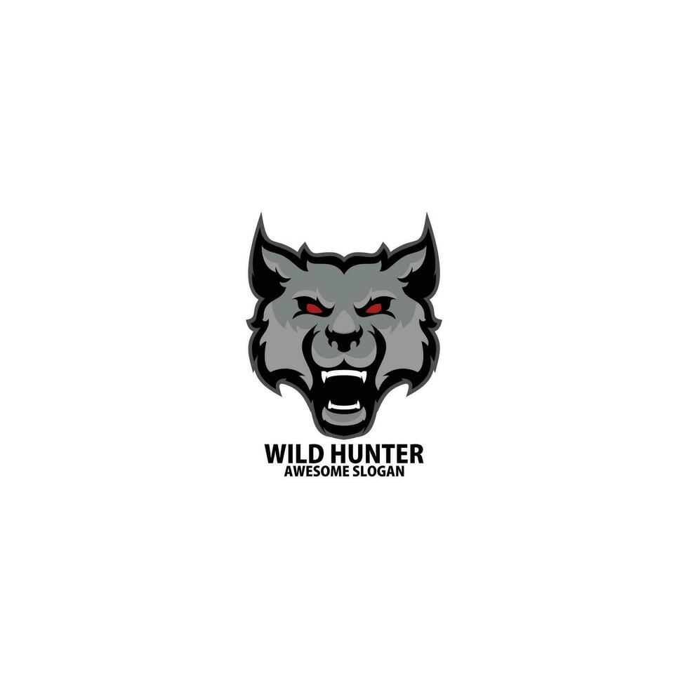 lobo cazador logo diseño juego de azar deporte vector