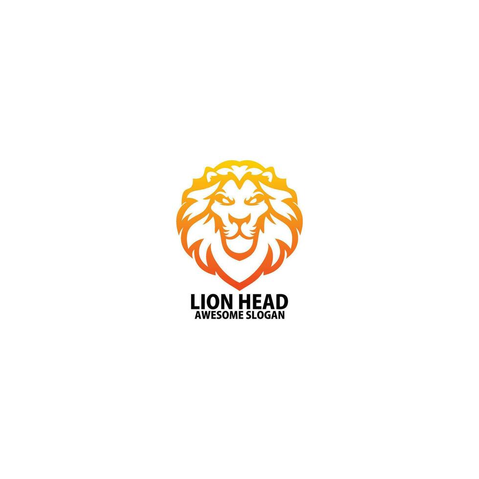 lion head logo design gradient line art vector