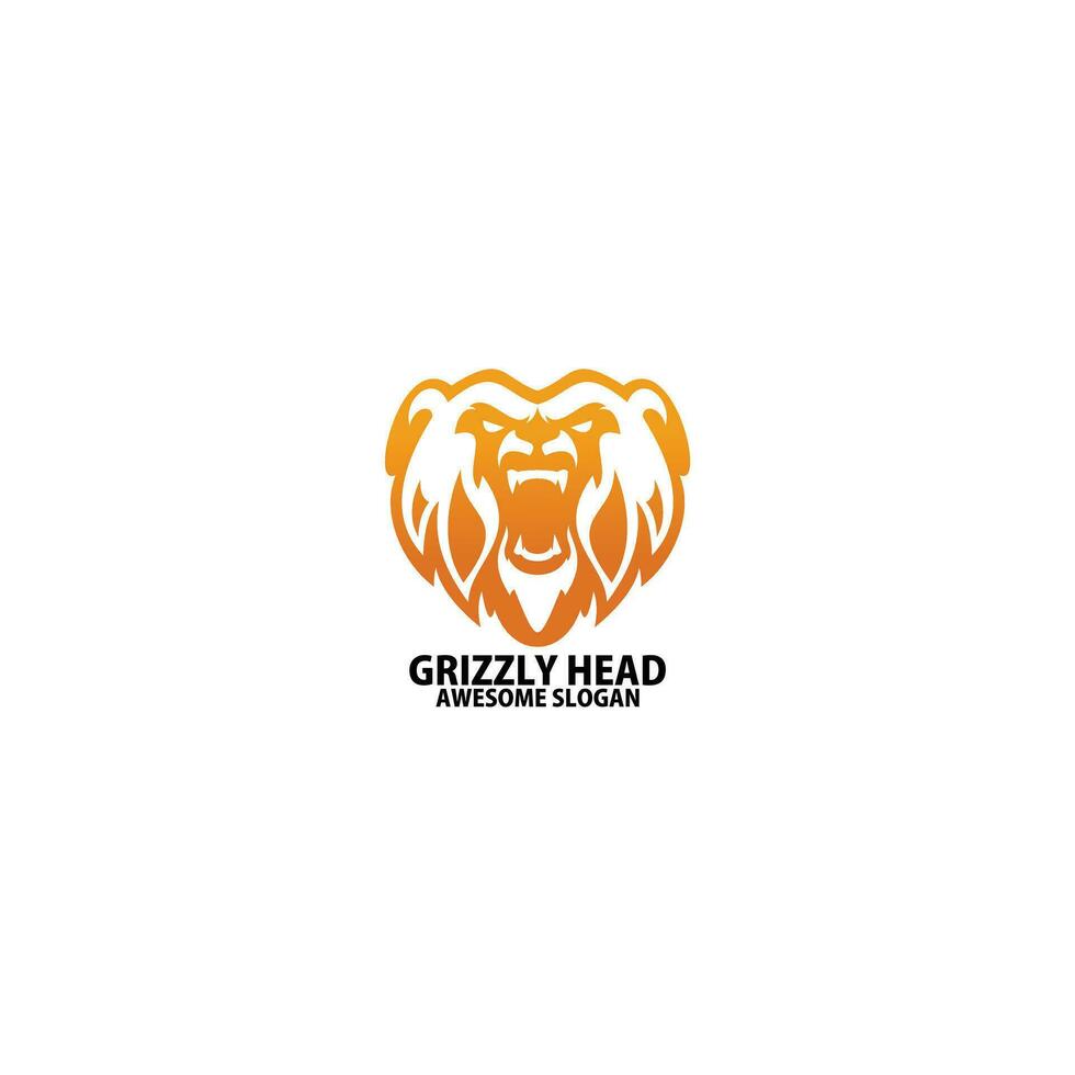 grizzly head logo design gradient line art vector