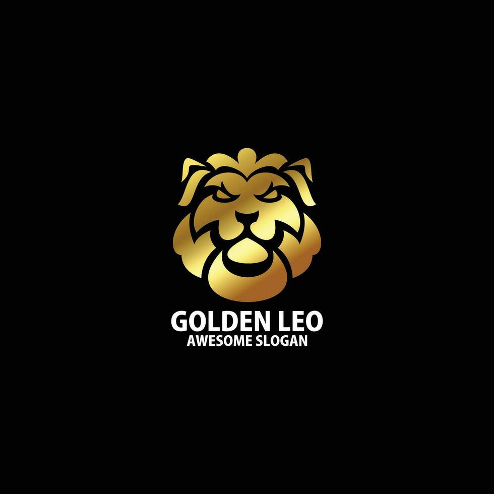 golden lion logo design luxury gradient color vector