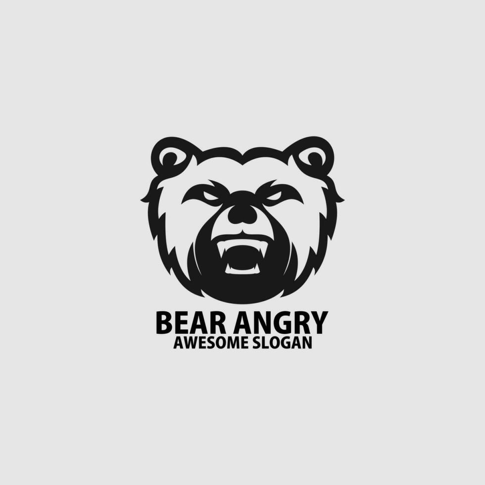 bear angry design logo line art vector