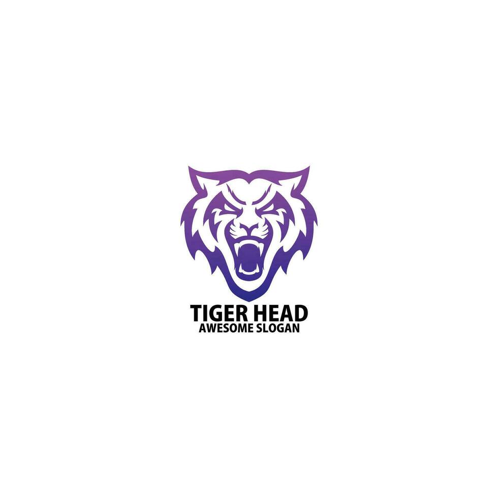 tiger head logo design gradient line art vector