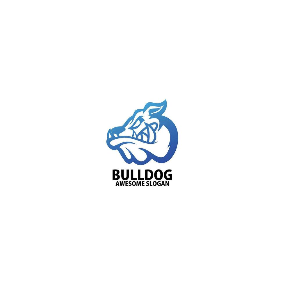 bulldog head logo design gradient line art vector