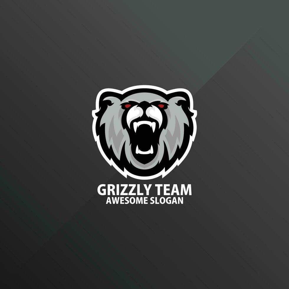 grizzly team logo gaming esport design vector