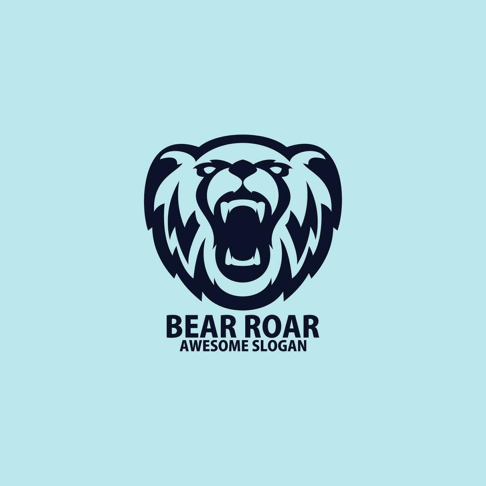 bear roaring logo design line color vector