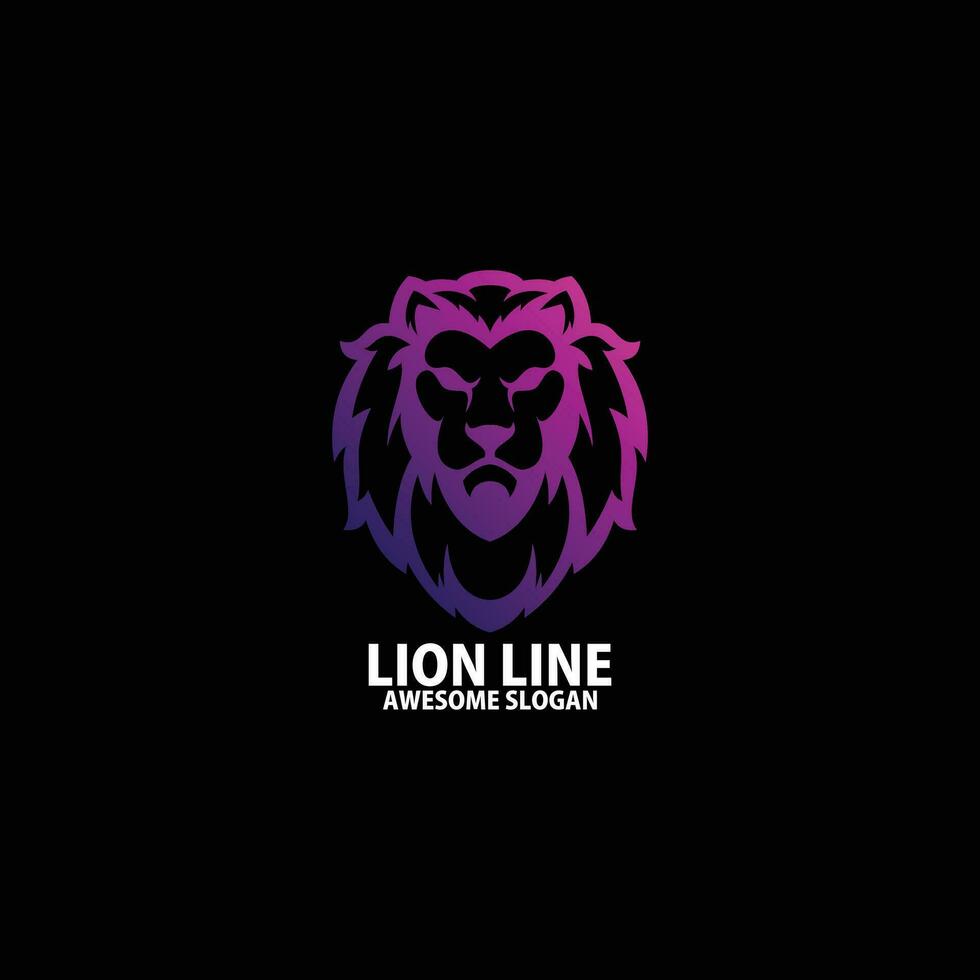 lion head logo design gradient line art vector