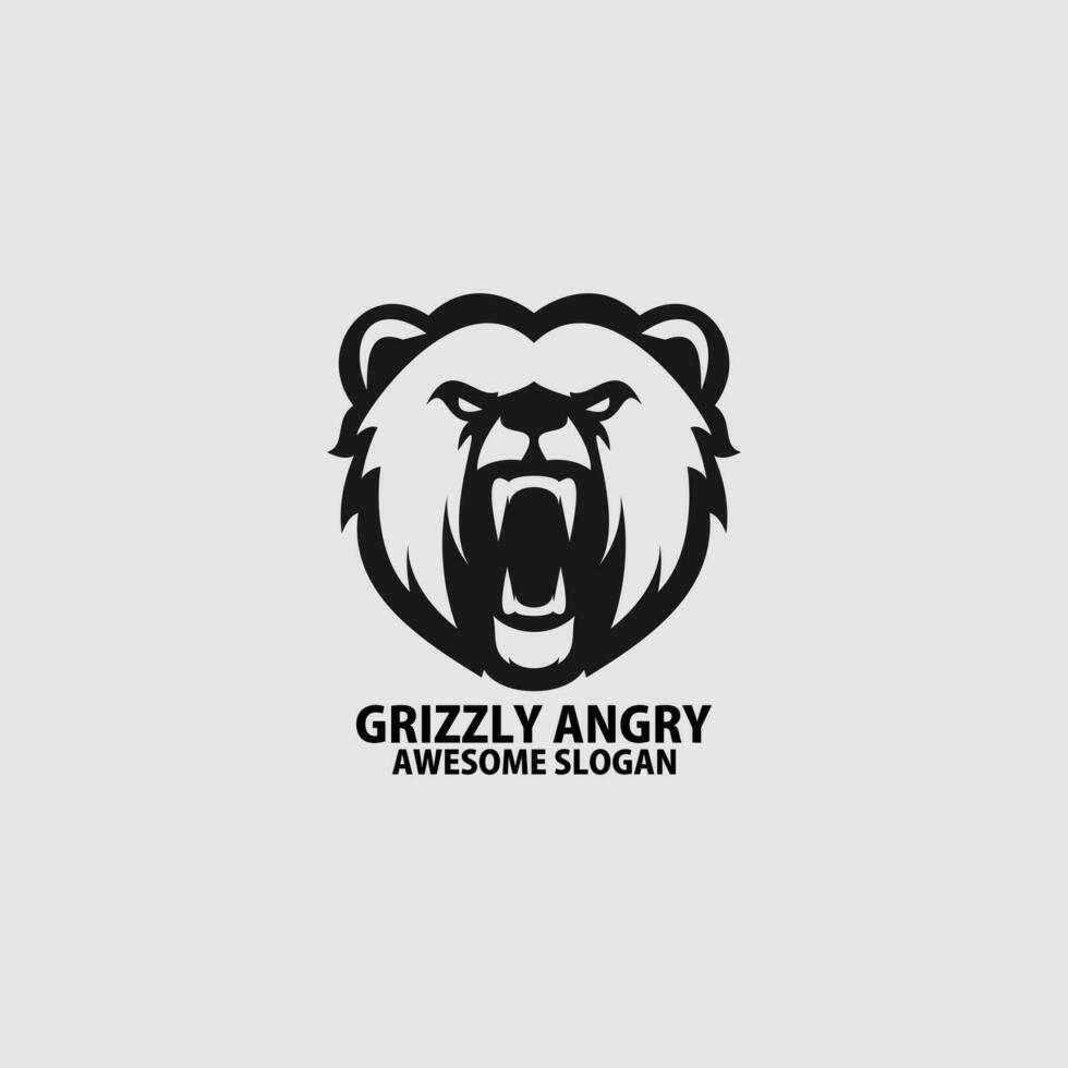 grizzly angry design logo mascot vector