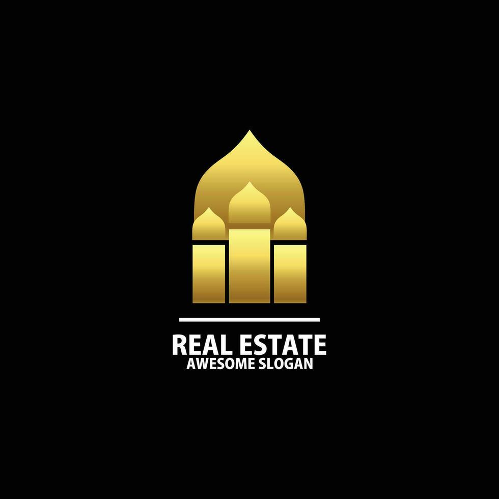 mosque with luxury color logo design vector