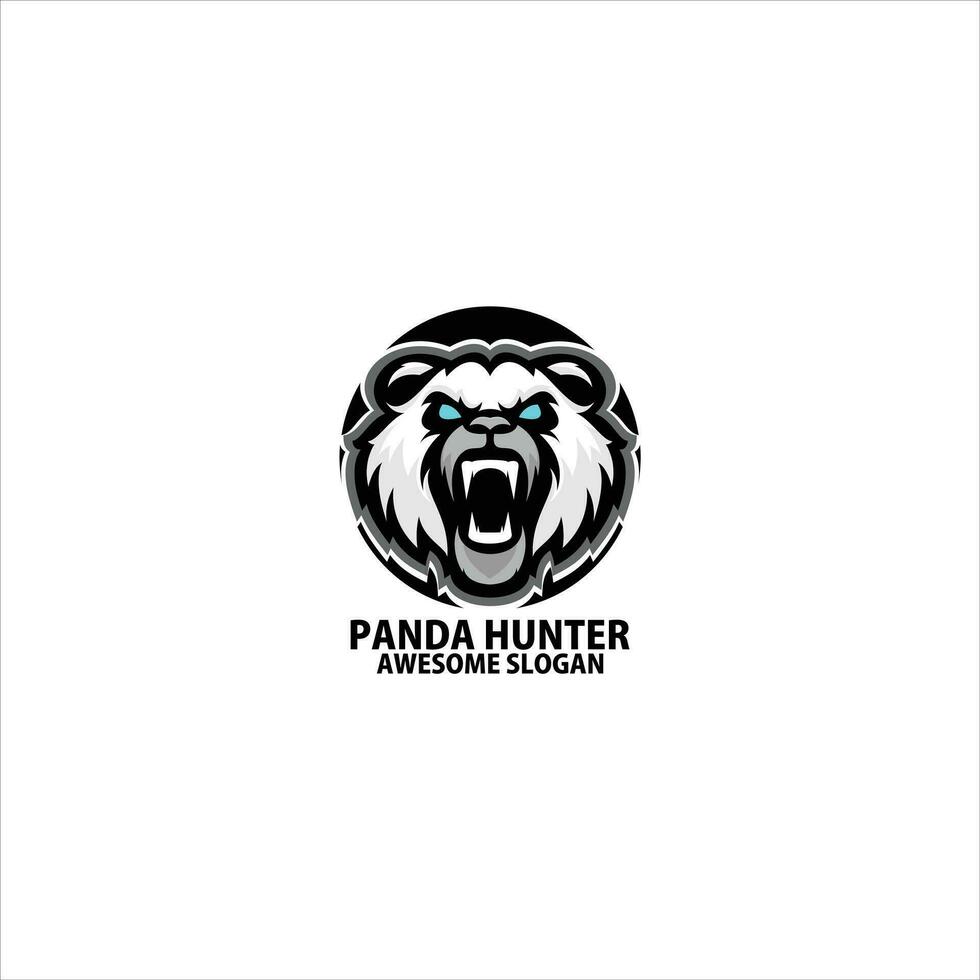 panda hunter logo gaming esport design mascot vector