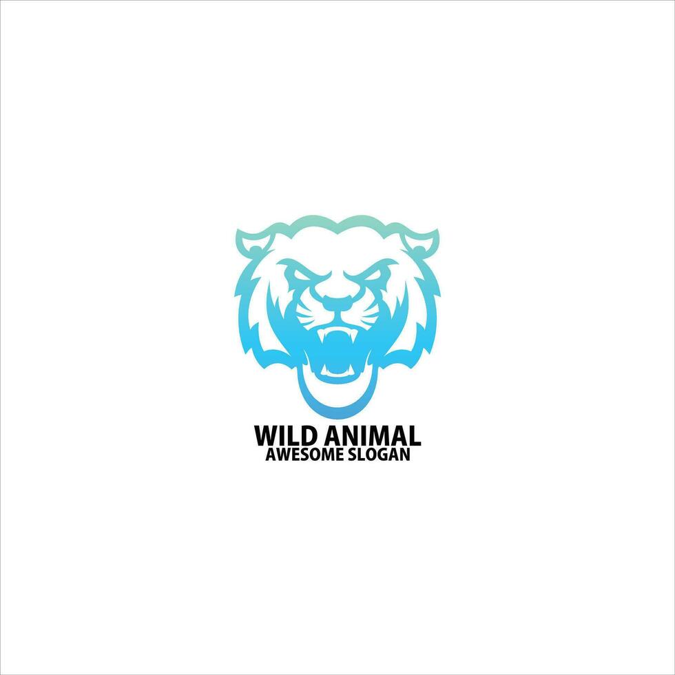 angry tiger logo design gradient line vector