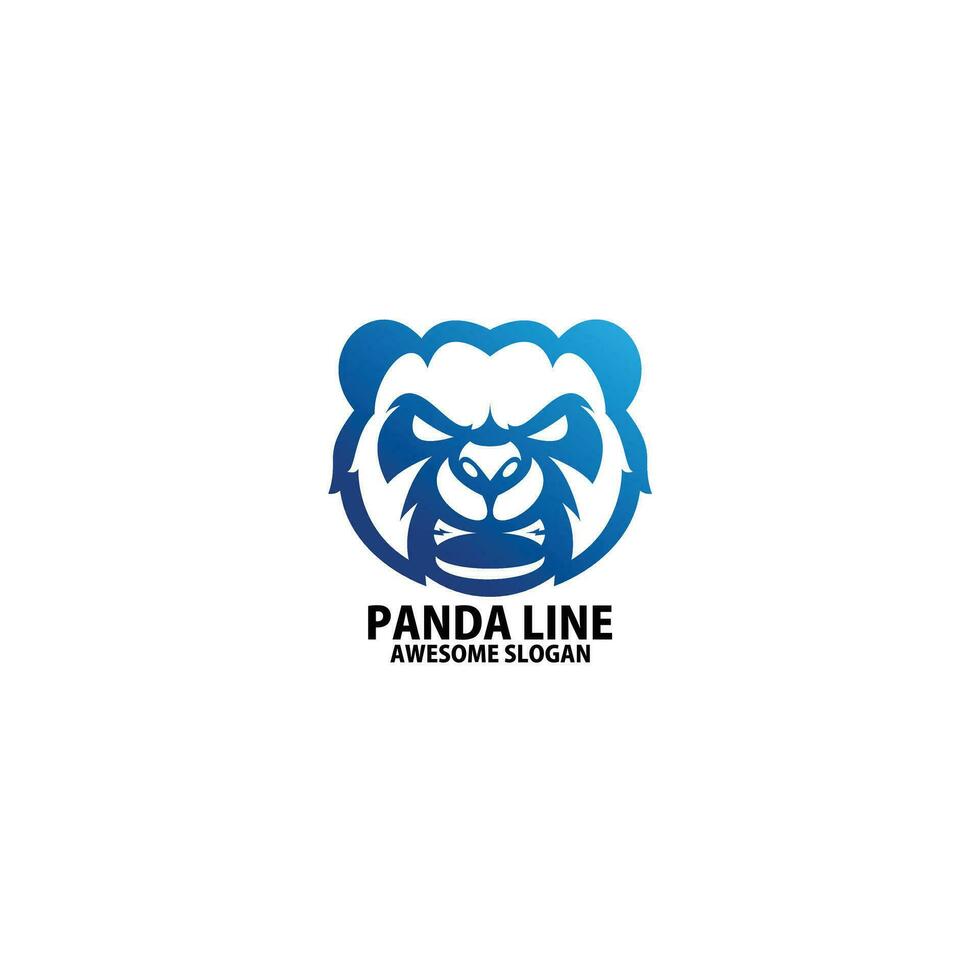 panda head logo design line art vector