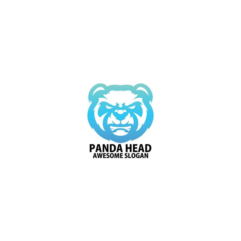 panda head logo design gradient line art vector