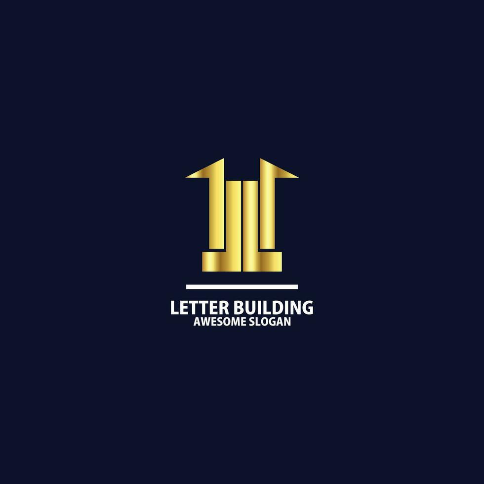 letter l i with real estate logo design luxury line vector