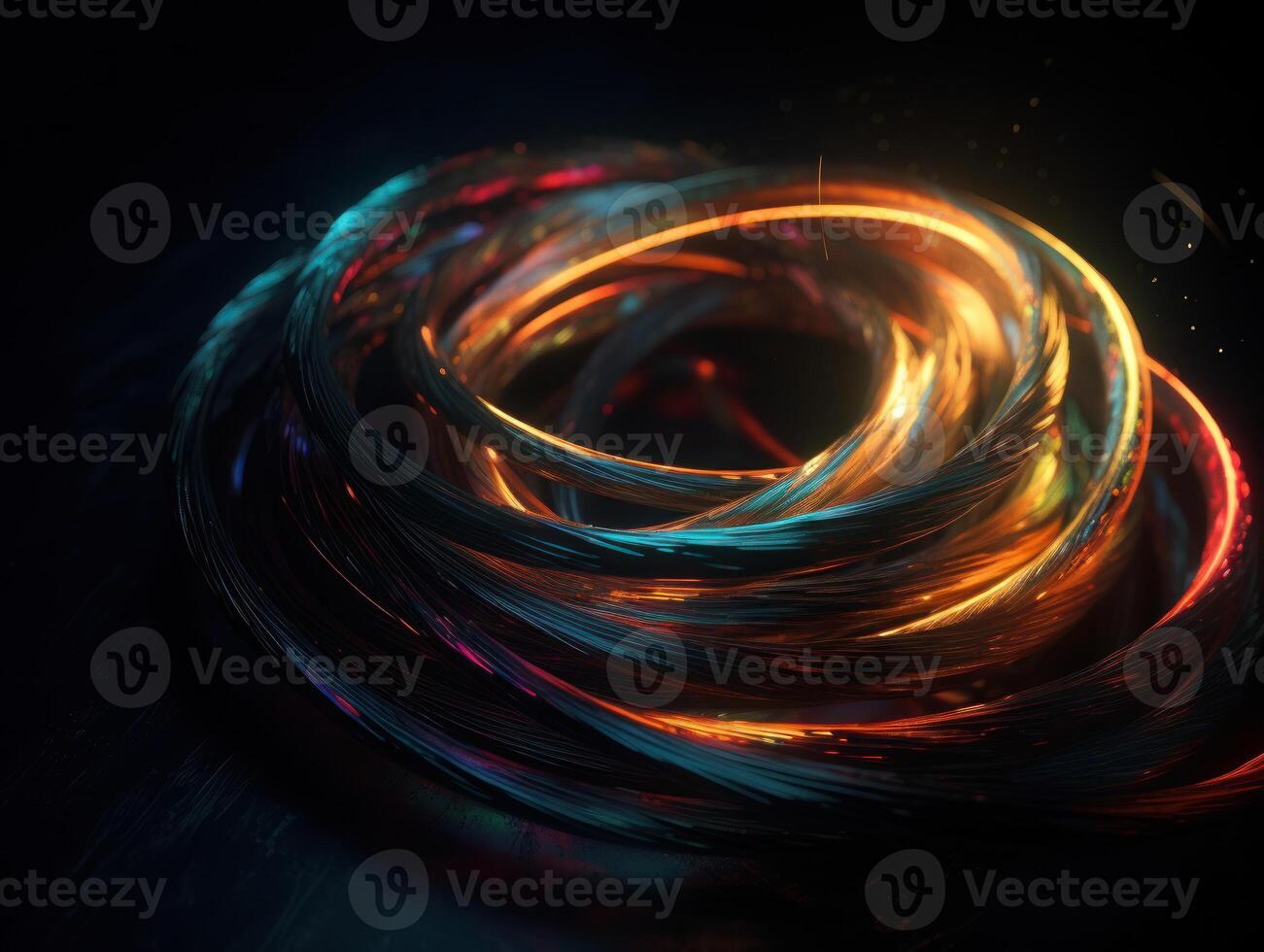 Colorful Swirling radial vortex background neon lights created with technology photo