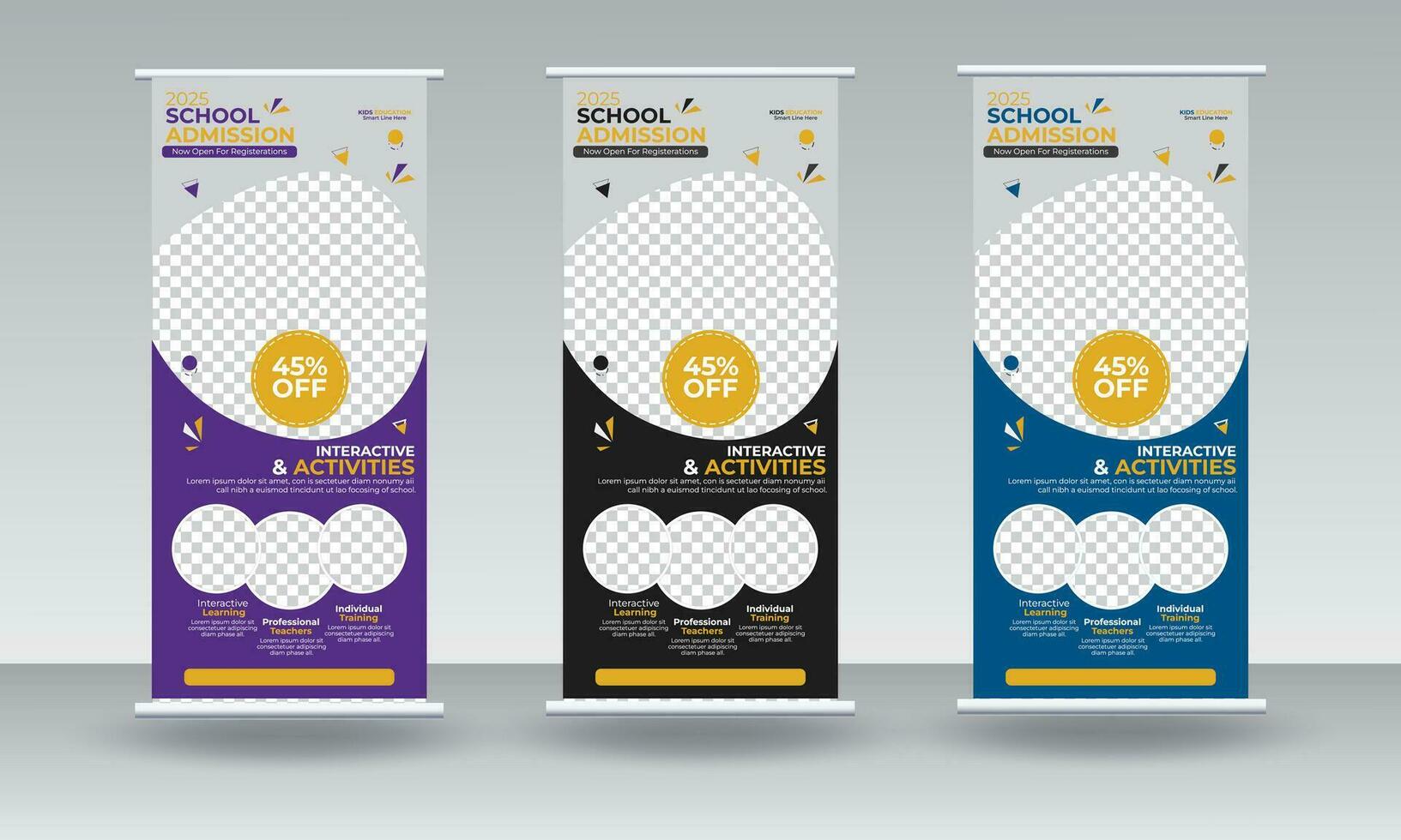 School Admission Roll Up Banner Template Design Pro Vector