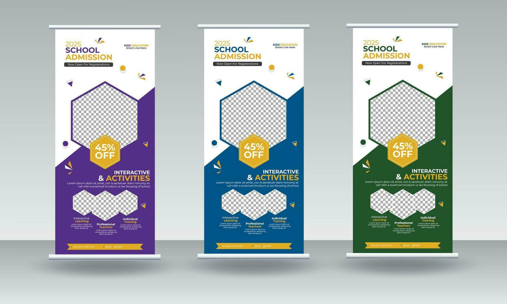 School Admission Roll Up Banner Template Design Pro Vector