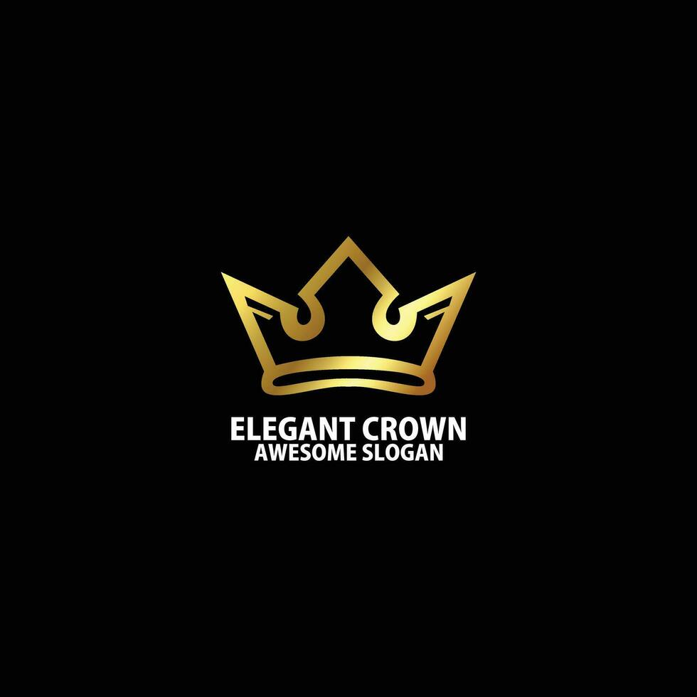 crown with luxury logo design line art vector
