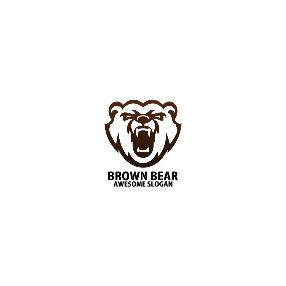 bear head logo design brown line art vector