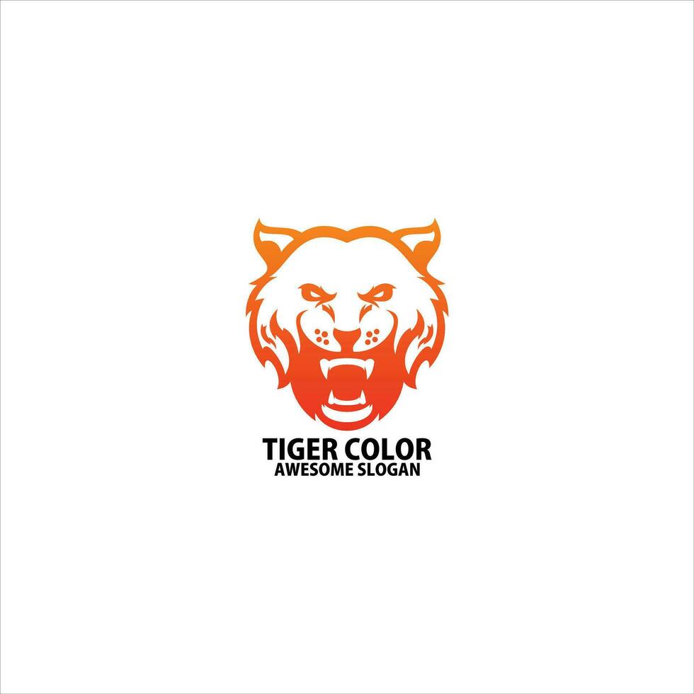 tiger head logo design gradient color line vector