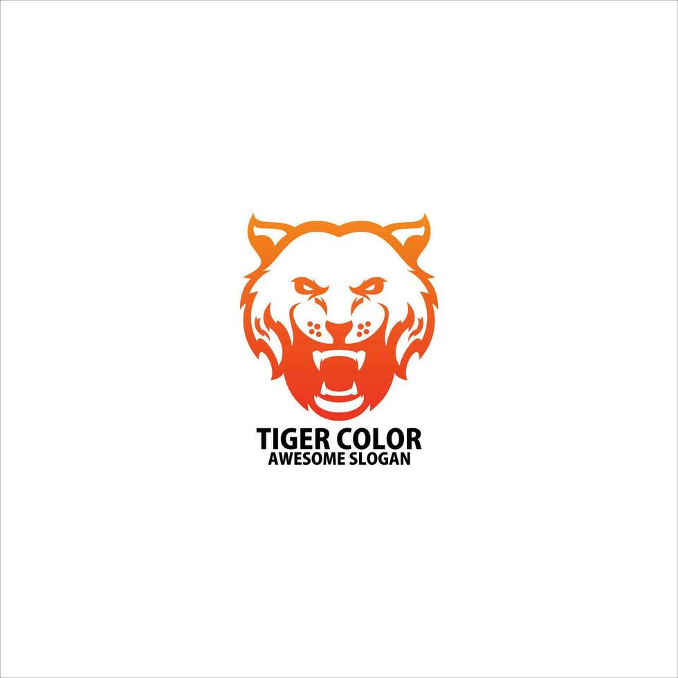 Tigre cabeza logo diseño degradado color línea vector