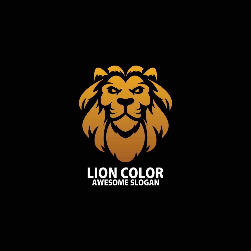 lion head logo design yellow gradient color vector