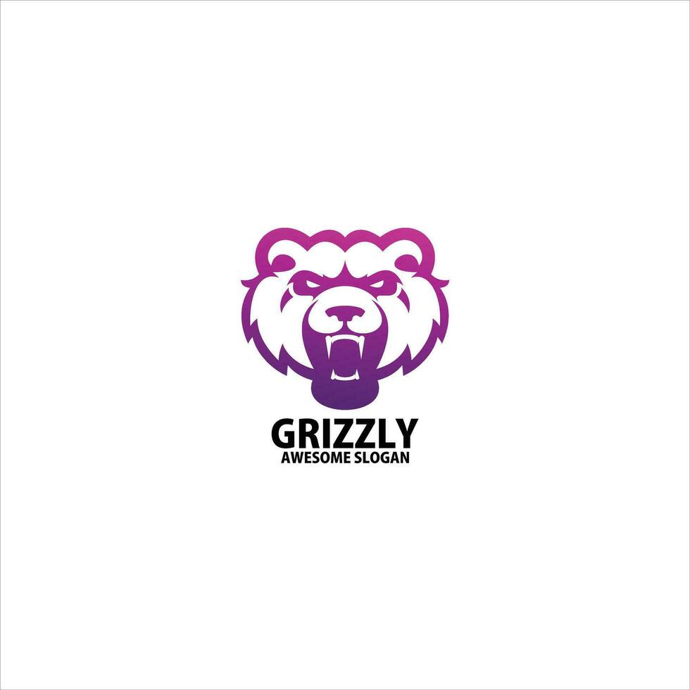 grizzly angry logo design gradient color line vector