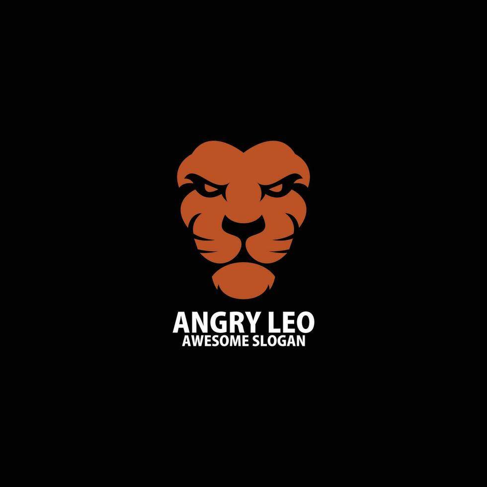 leo face logo design color vector