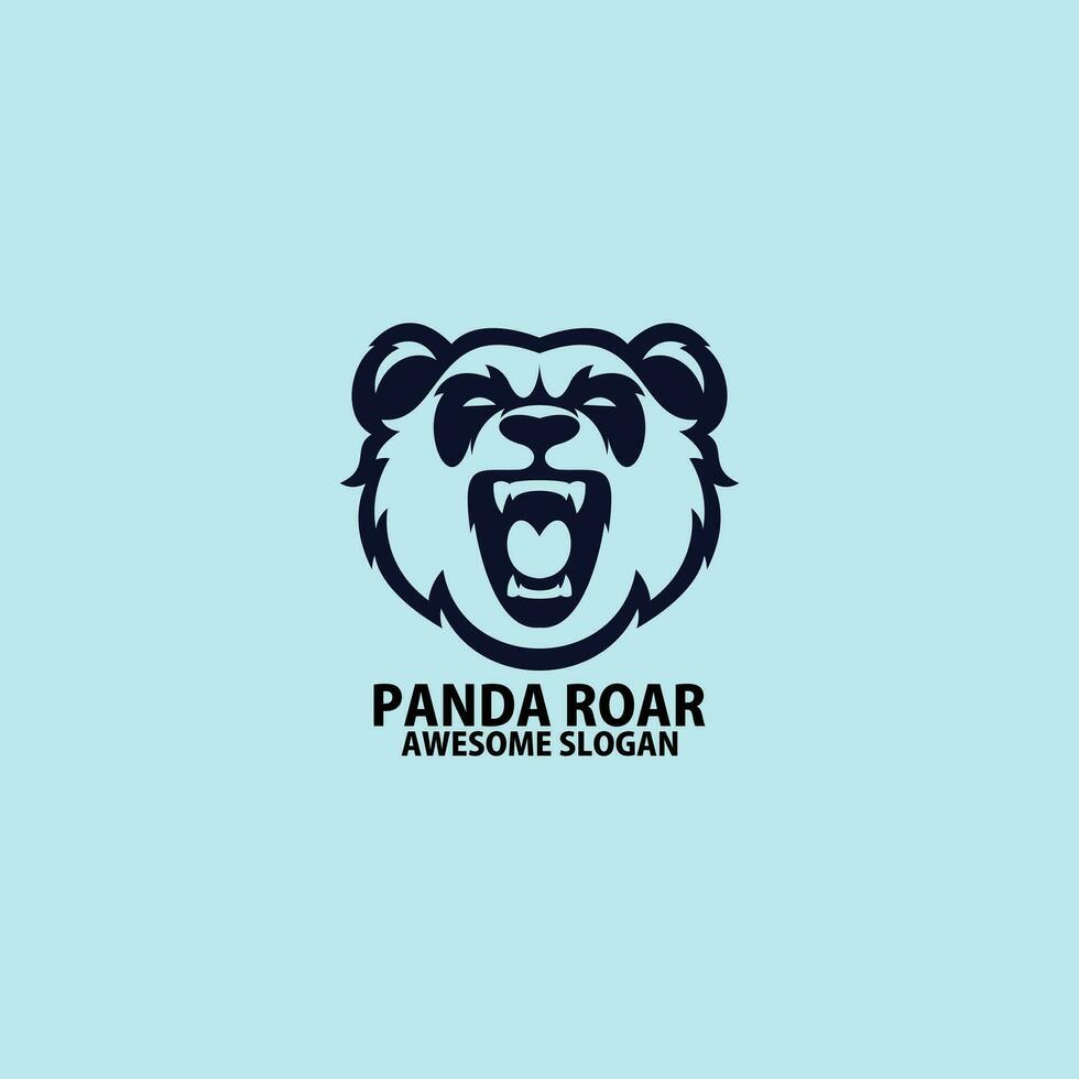 panda roaring logo design line color vector