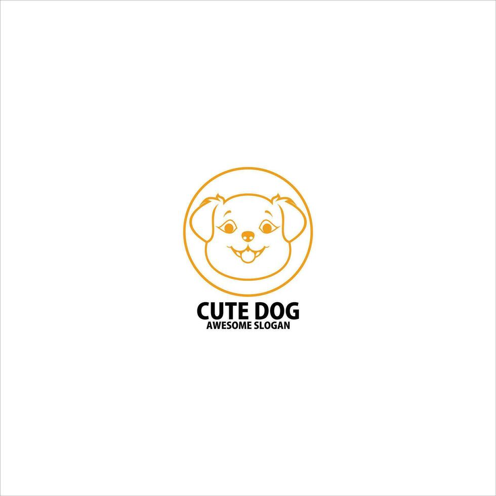 cute dog logo design line art vector
