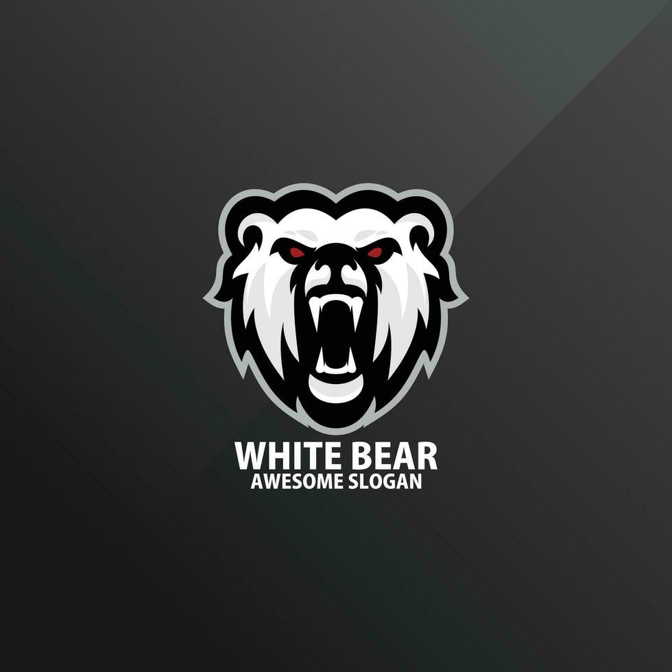 white bear logo gaming esport design vector