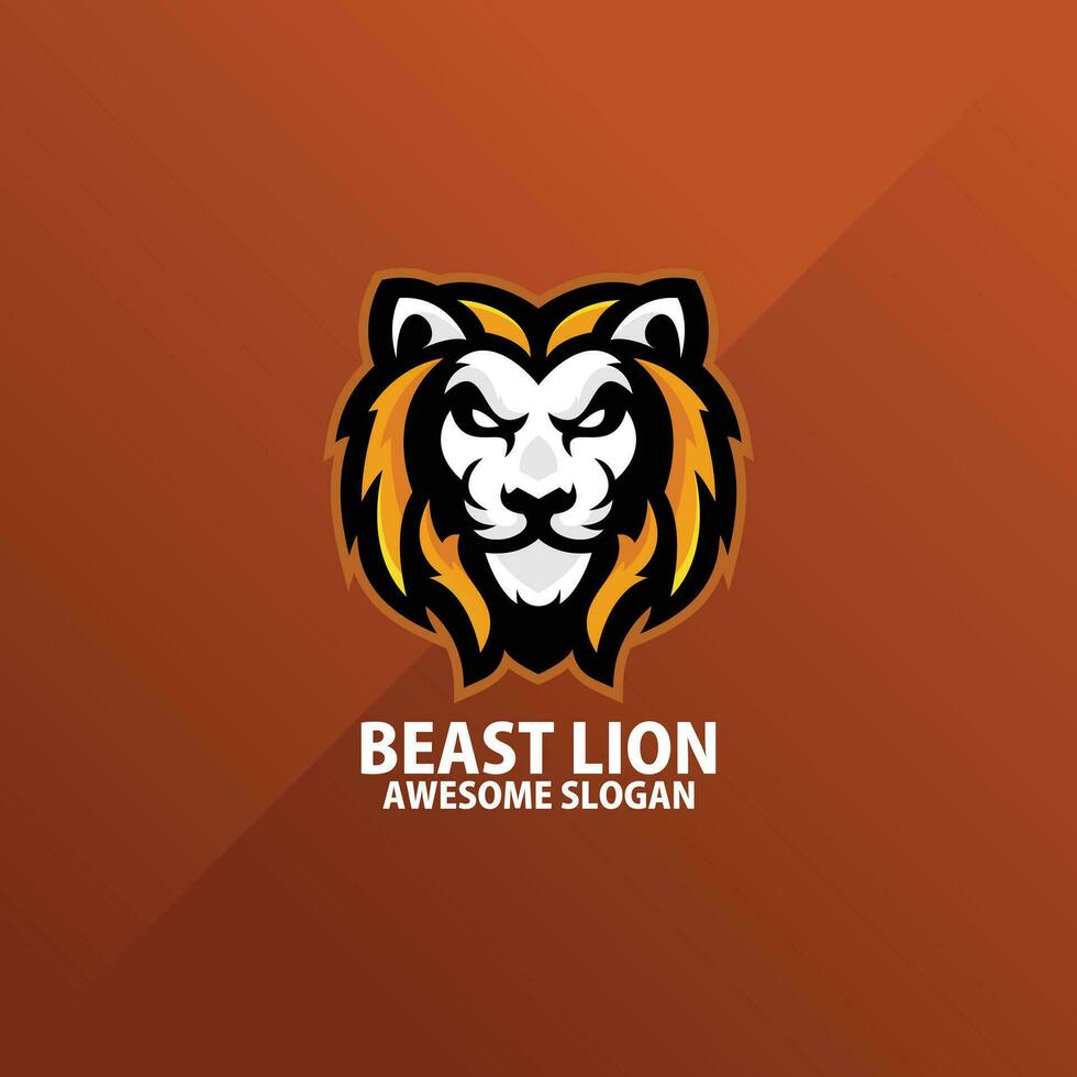 beast lion logo gaming esport design vector