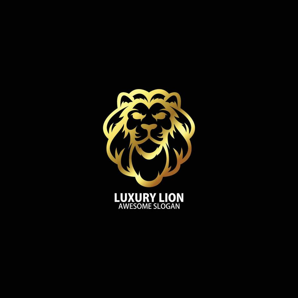 lion head with luxury color logo design line art vector