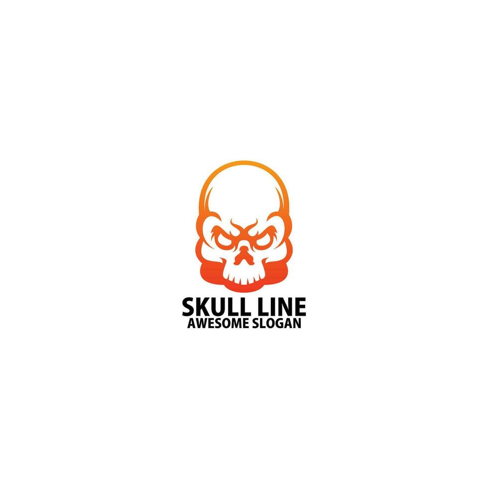 skull logo design gradient line art vector