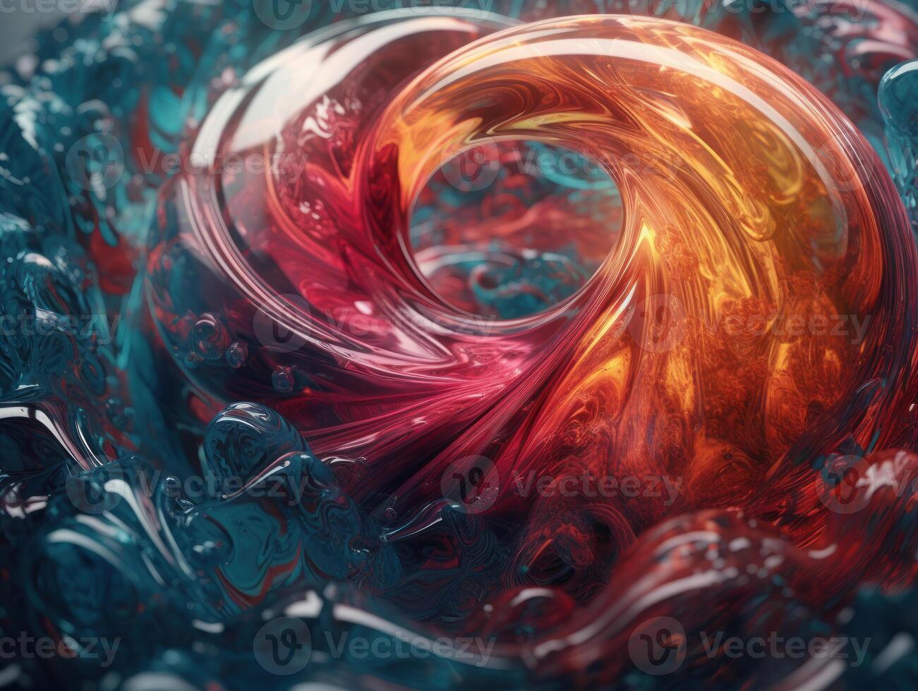 Colorful Swirling radial vortex background liquid translucent glass created with technology photo