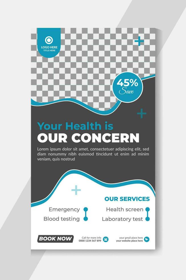 Healthcare and medical social media story template design or Medical health social media post promotion template Pro Vector