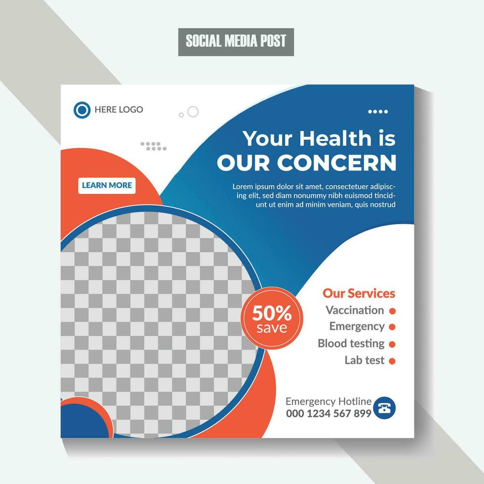 Medical and health care services social media post template design collection promotion square flyer template Pro Vector