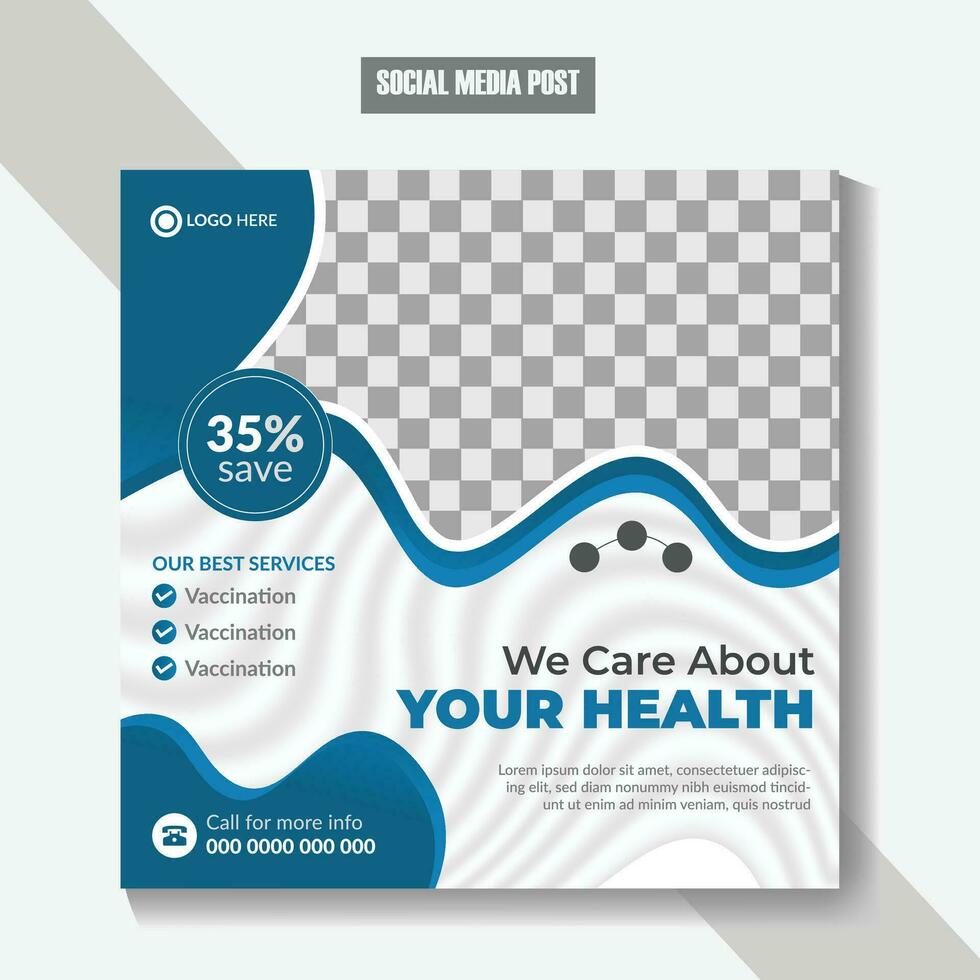 Medical health care social media post template, health banner template for social media, Medical square flyer template. health doctor social media post banner. Medical Health banner Free Vector