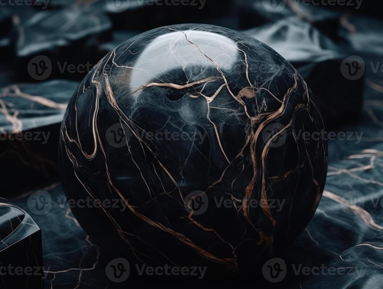 Abstract scene with marble stones on dark background Created with technology photo