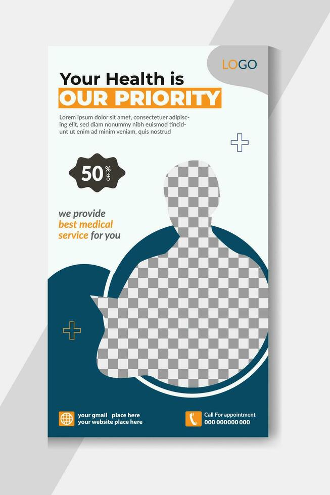 Medical healthcare social media stories Free Vector. Medical health social media story post promotion template free Vector