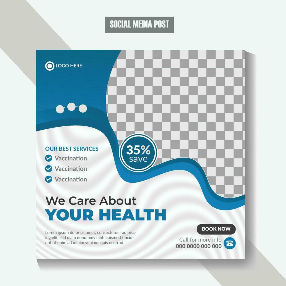 Medical and health care services social media post template design collection promotion square flyer template free Vector