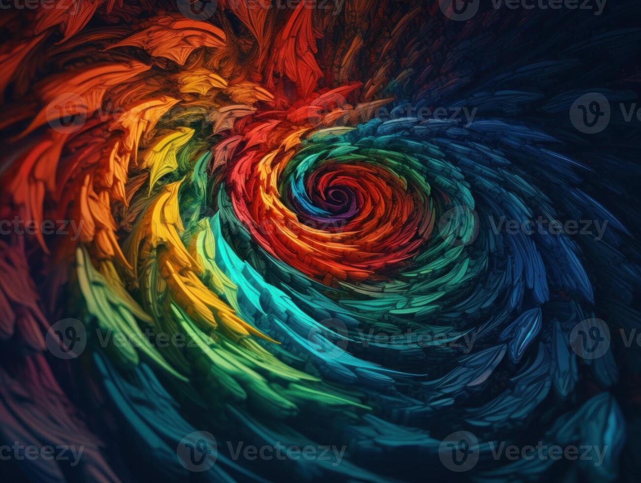 Colorful Swirling radial vortex background created with technology. photo