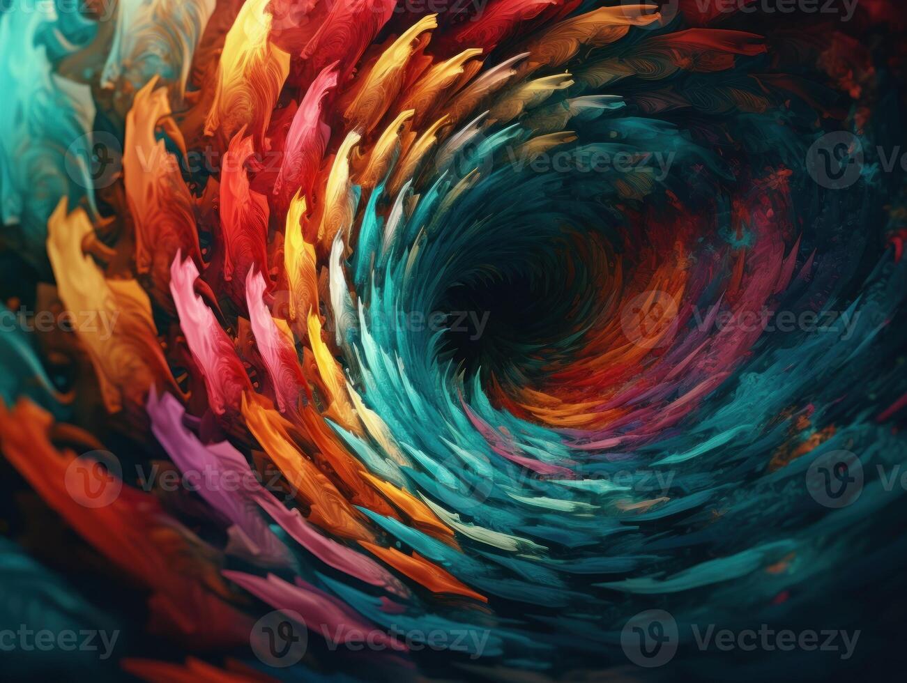 Colorful Swirling radial vortex background created with technology. photo