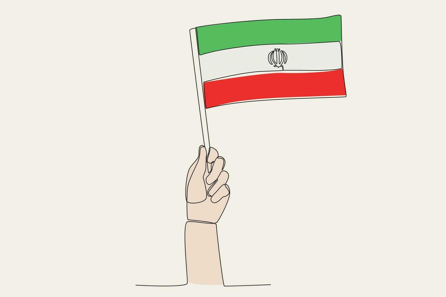 A hand raised the Iran flag vector