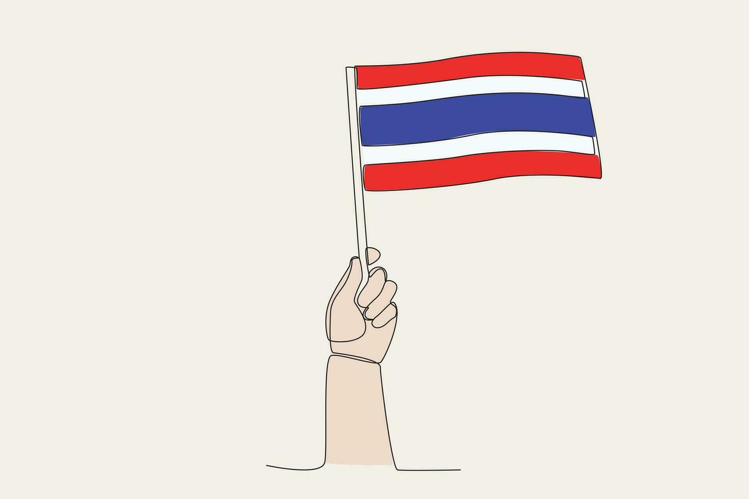 un mano elevado el Tailandia bandera vector