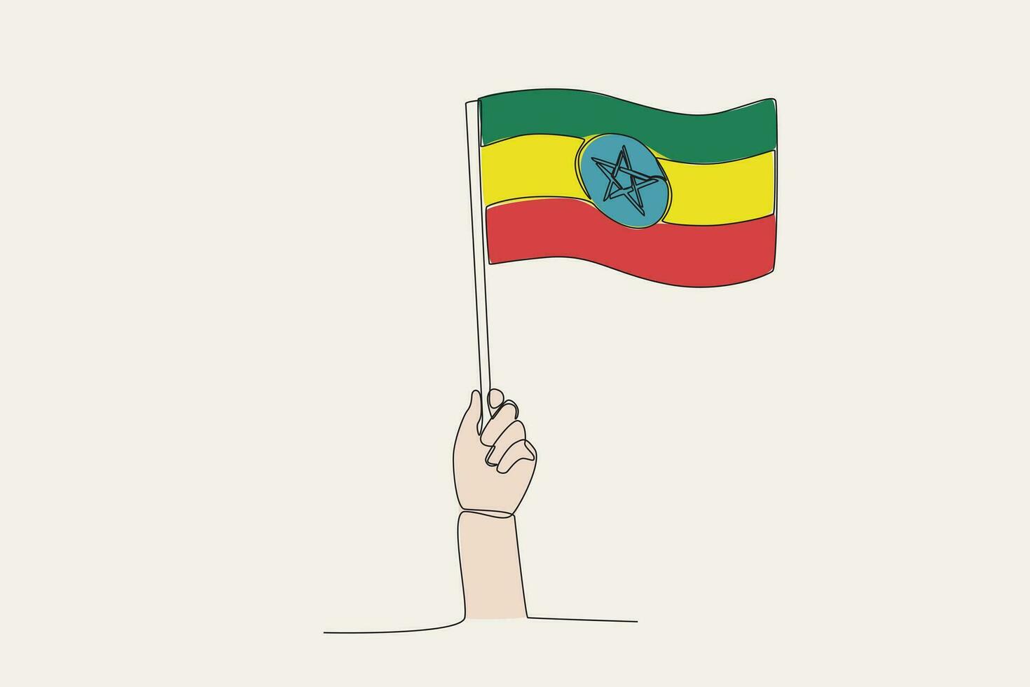 un mano elevado el Etiopía bandera vector
