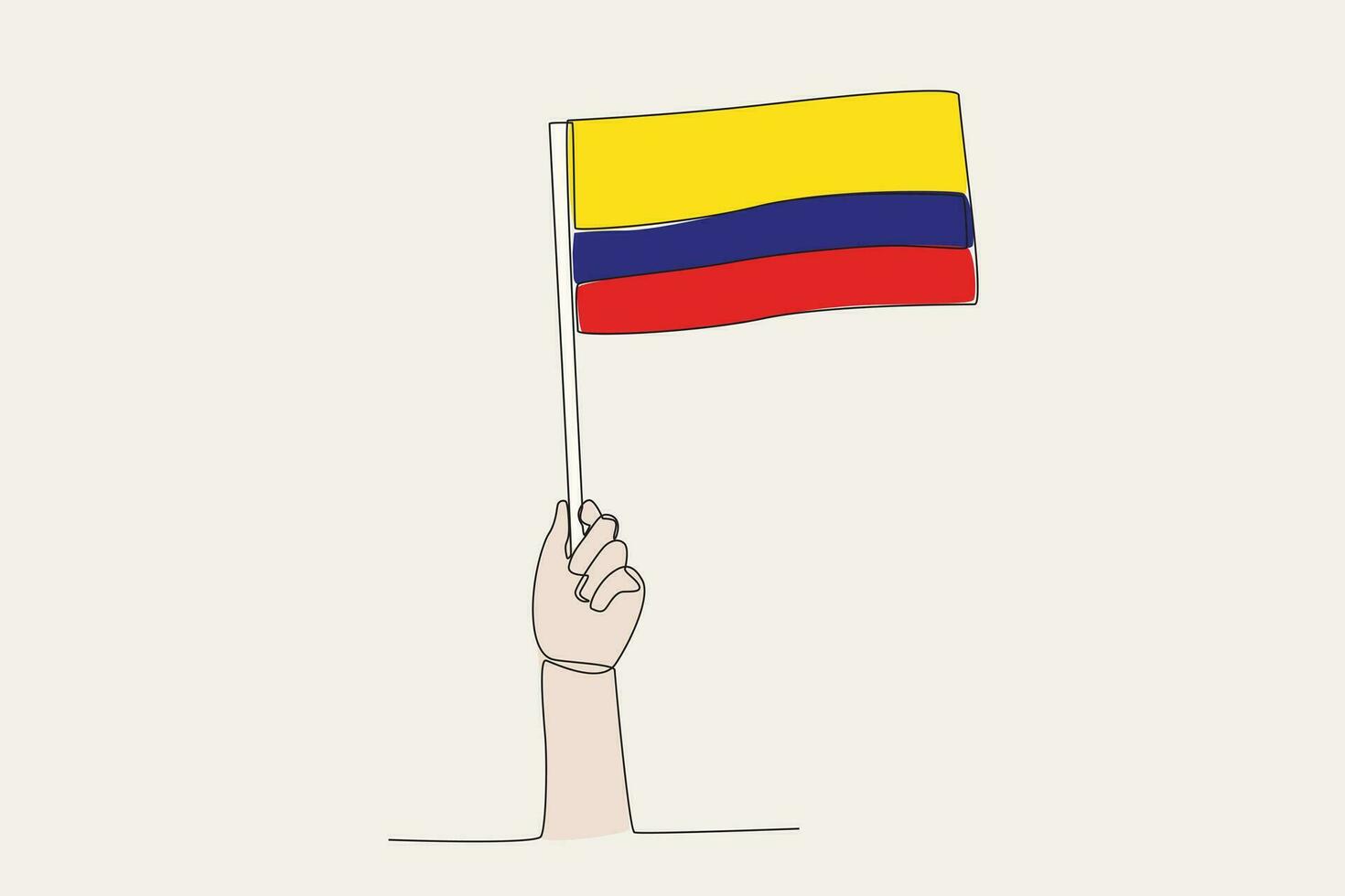 un mano elevado el Colombia bandera vector