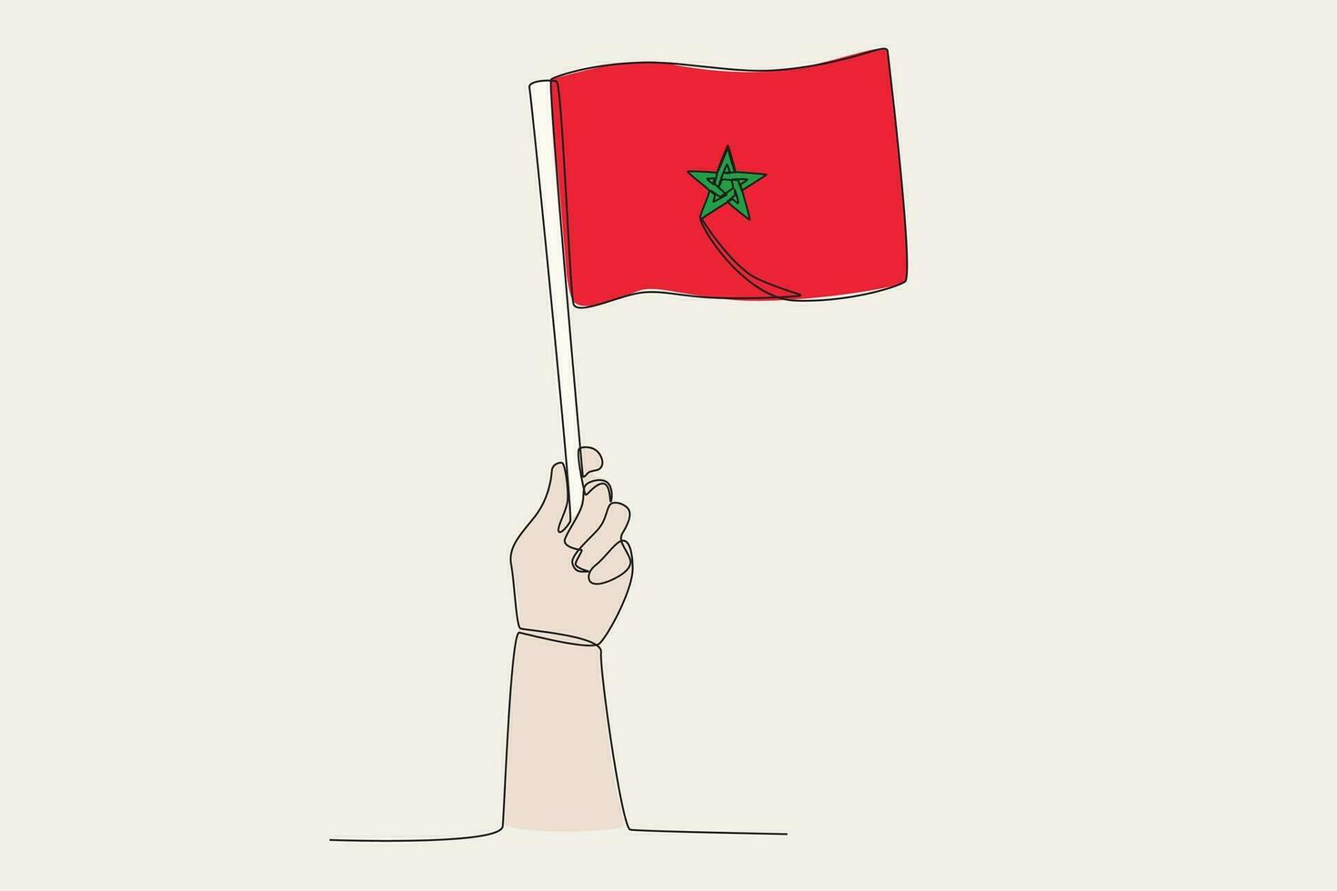 A hand raised the Morocco flag vector