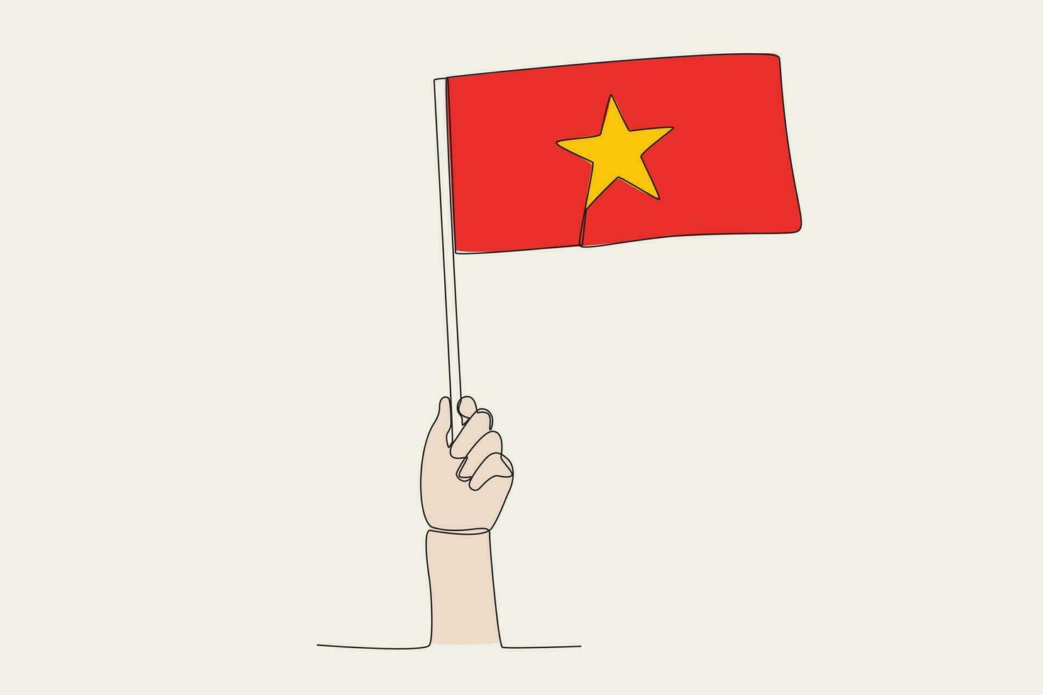 A hand raised the Vietnam flag vector