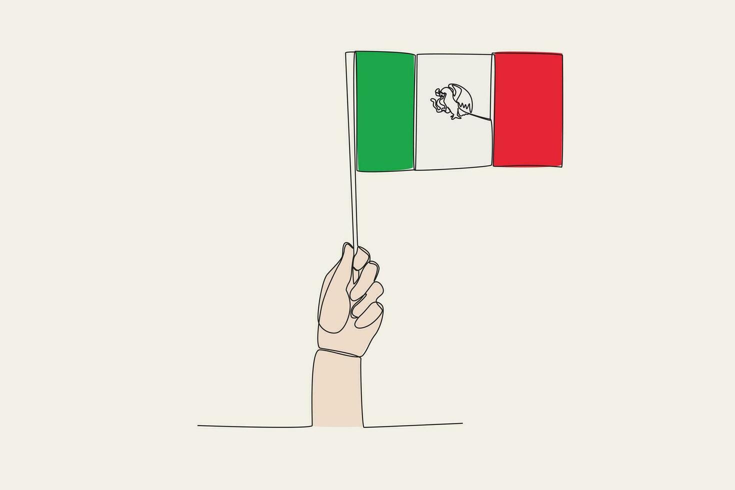 un mano elevado el mexico bandera vector