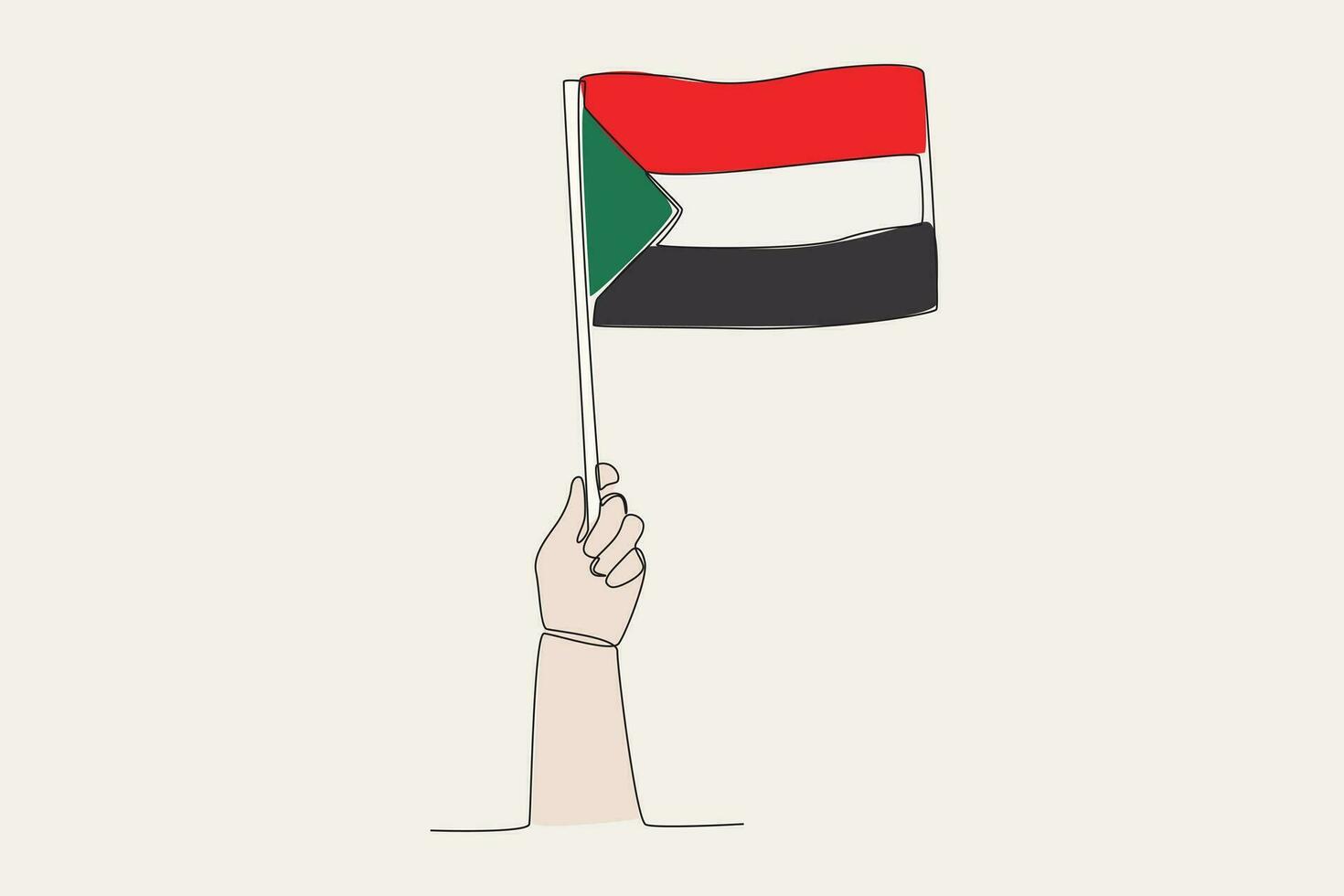 A hand raised the Sudan flag vector